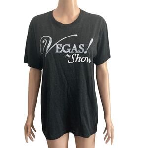 Vegas The Show Tshirt Womens Size Medium Black White Spell Out Stretch